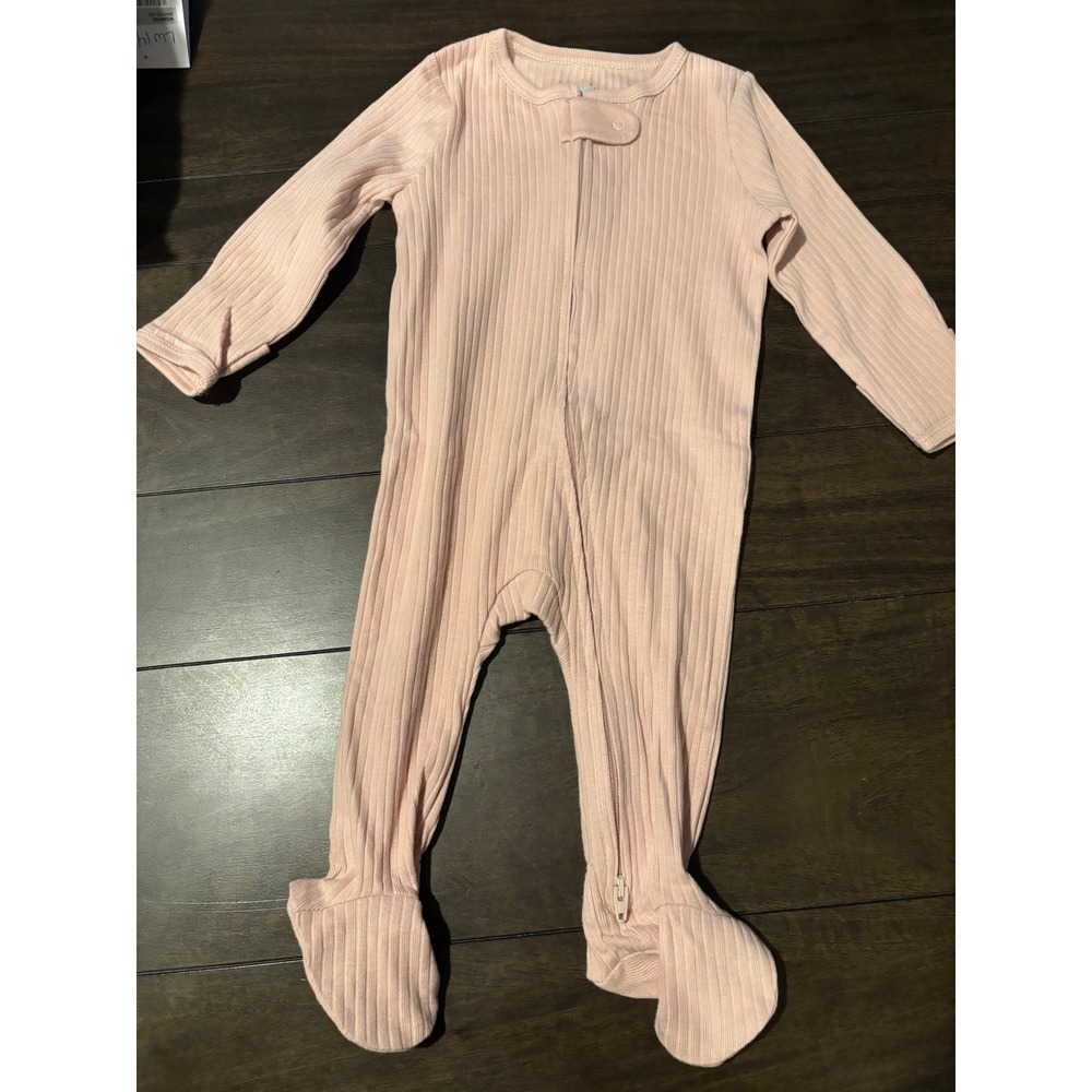 Cloud Island Baby Girls Pink Ribbed Sleep and Play Zip Up Footed Pajama 3-6M